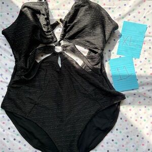Stylish Black One Piece Swimsuit